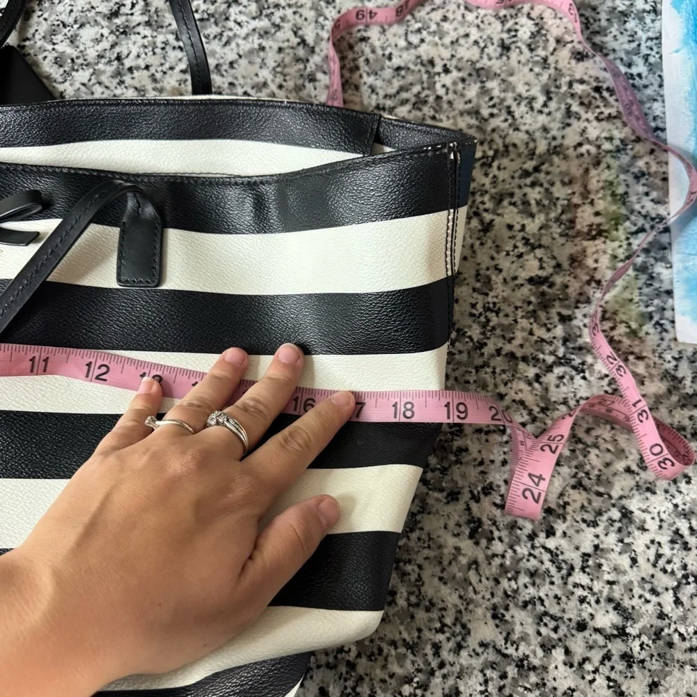 Kate Spade | Women’s Black and White Striped Tote Bag